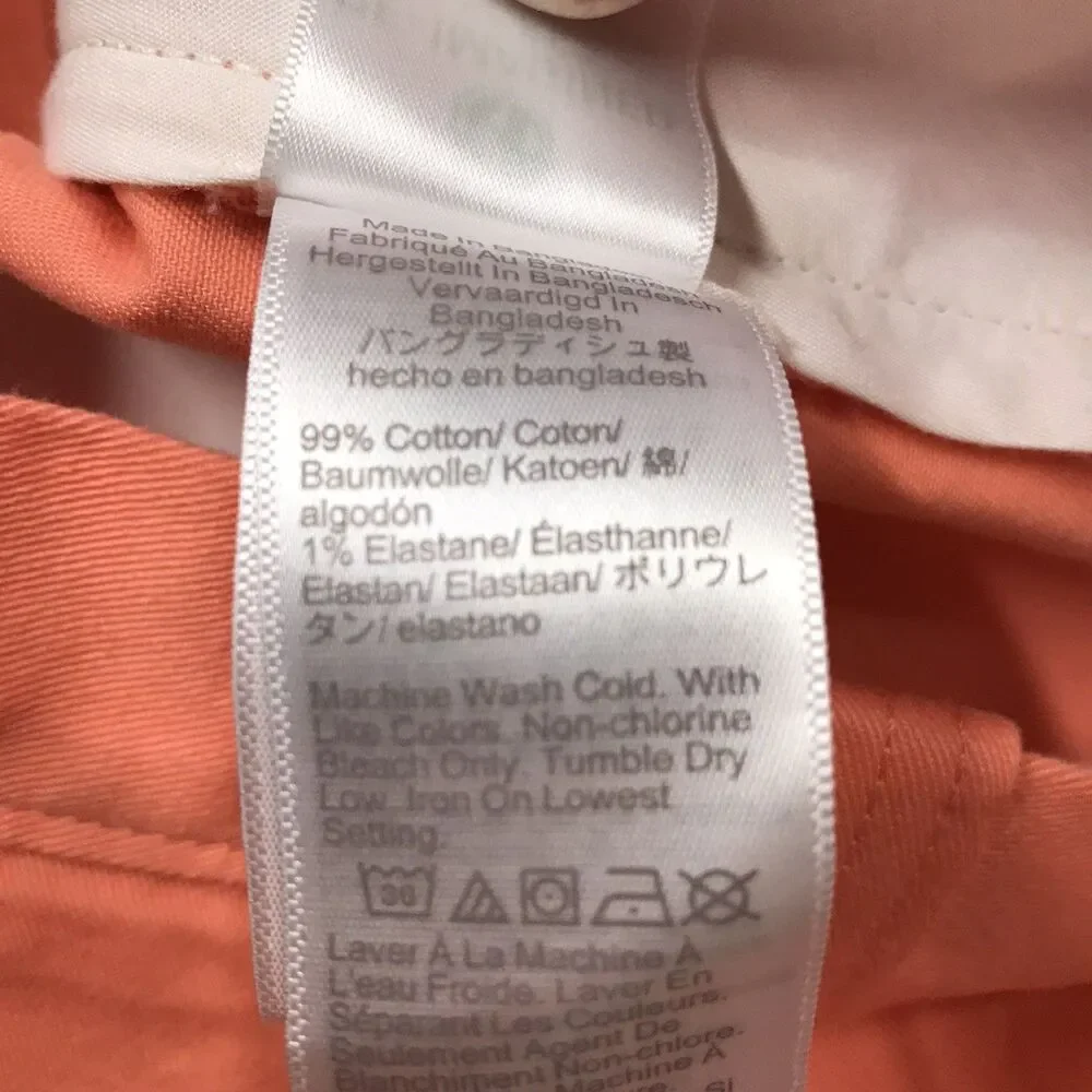 J CREW Flex Chino Shorts Men 34 Salmon Pink Flat Front Stretch Preppy Golf